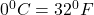 0^{0}C=32^{0} F