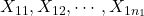 X_{11}, X_{12}, \cdots , X_{1n_{1}}